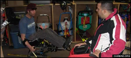 Two wounded Israeli soldiers get ready to hit the slopes in an outing sponsored two years ago by Chabad-Lubavitch of Aspen and Challenge Aspen. The soldiers benefited from Challenge Aspen’s special equipment, which made skiing a reality for the victims of terror attacks.